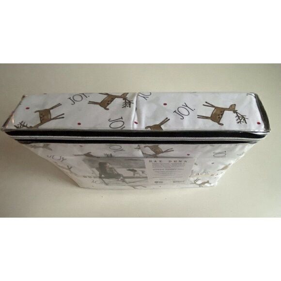 Rae Dunn JOY Reindeer Christmas Holiday Soft Queen Size Sheet Set 4 Piece NEW - Picture 13 of 14